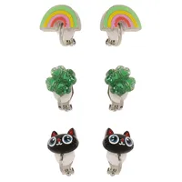 3-Piece Luck Clip-On Earrings Set