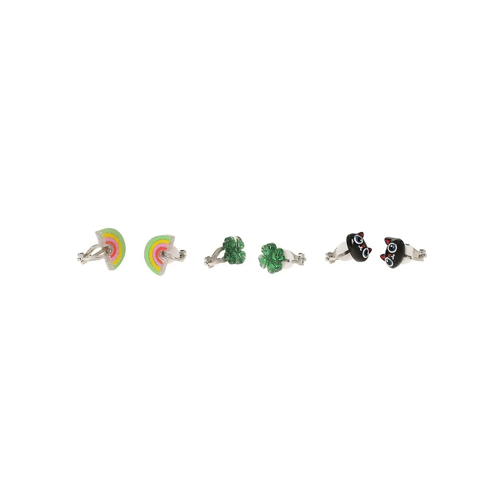 3-Piece Luck Clip-On Earrings Set