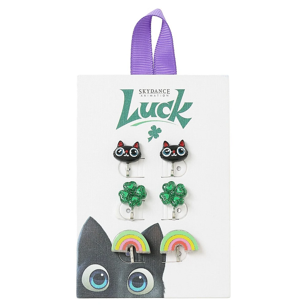 3-Piece Luck Clip-On Earrings Set