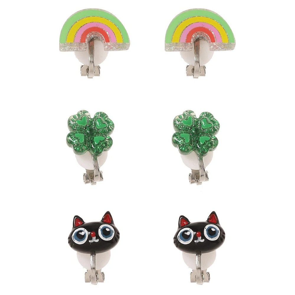 3-Piece Luck Clip-On Earrings Set