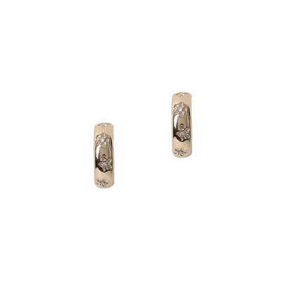 Goldtone & Star Crystal Hoop Earrings