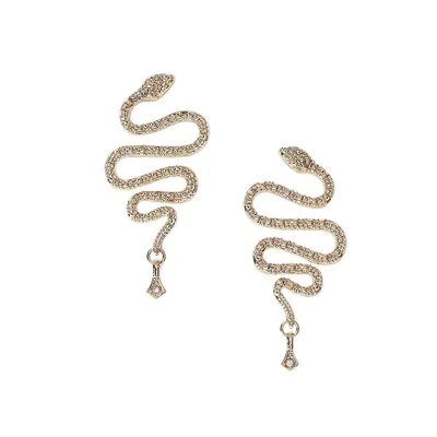 Boutons d'oreilles dorés en forme de serpent avec cristaux