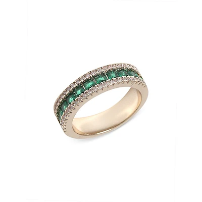 Emerald Gold Band Ring