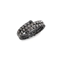 Gunmetal-Tone & Crystal Wrap Ring