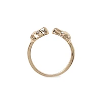 Jaguar Goldtone & Crystal Wrap Ring