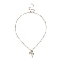 Goldtone & Crystal Believe Charm Necklace