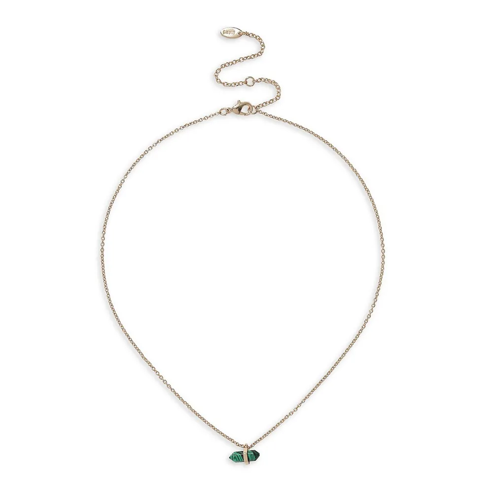 Goldtone Malachite Crystal Shard Necklace