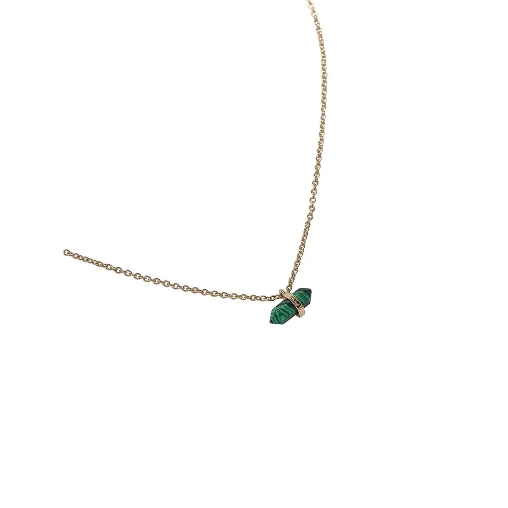 Goldtone Malachite Crystal Shard Necklace