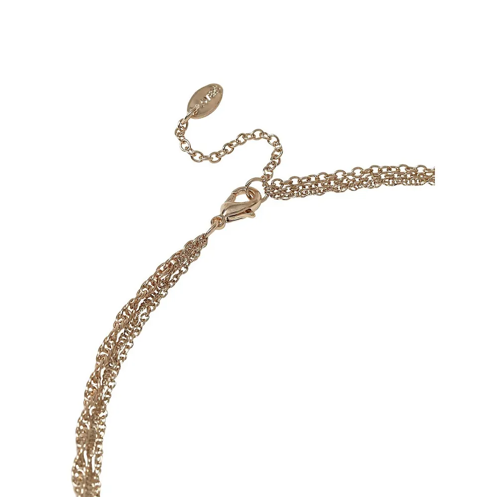 Goldtone & Faux Pearl Layered Chain Necklace