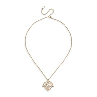 Goldtone & Crystal Moon & Star Spinner Necklace
