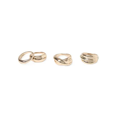 3 Pack Gold Chunky Rings
