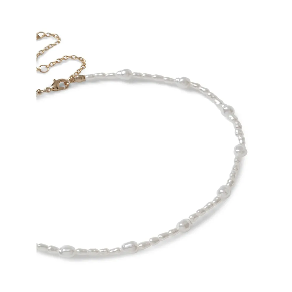 Goldtone & Faux Pearl Chain Necklace