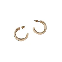 Goldtone & Crystal Chunky Hoop Earrings