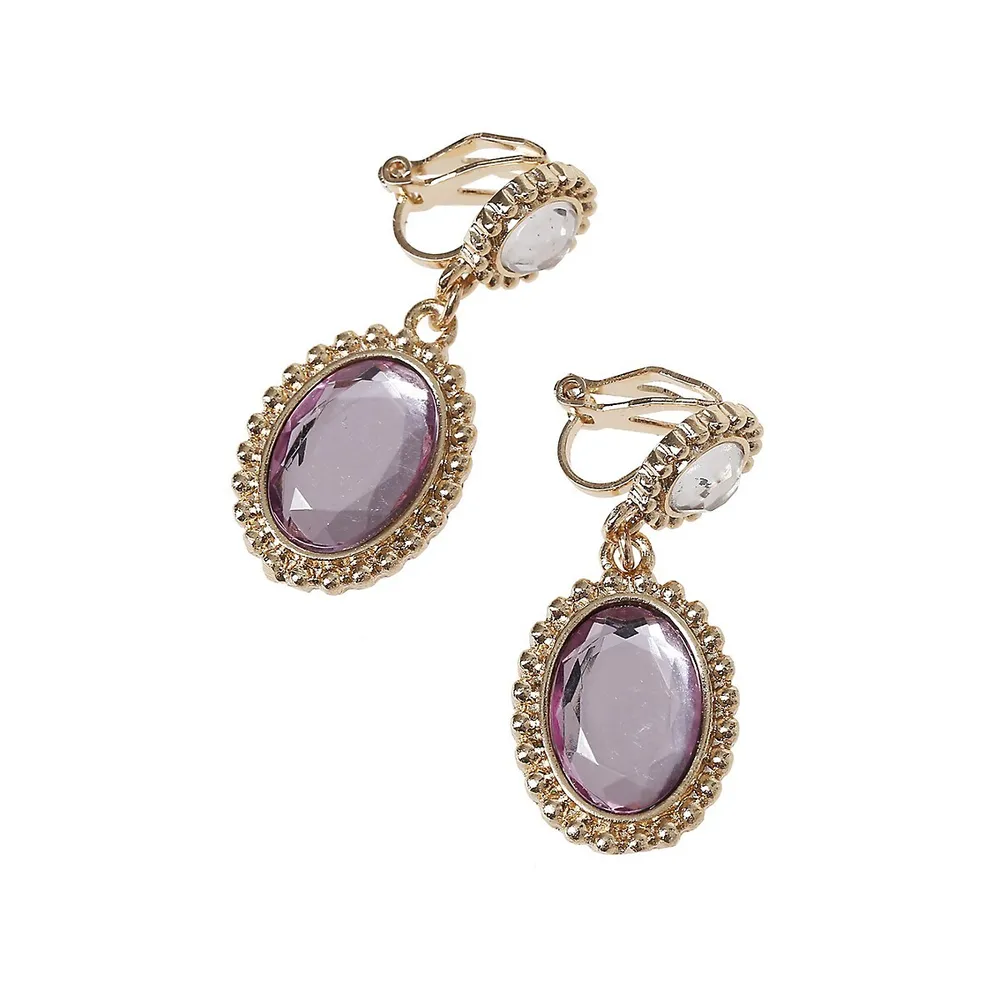 Belk Gold Tone Purple Stone Round Button Clip Earrings | The Summit