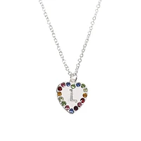 Silvertone & Crystal Heart-Pendent -Initial Necklace