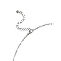 Silvertone & Crystal Heart-Pendent C-Initial Necklace