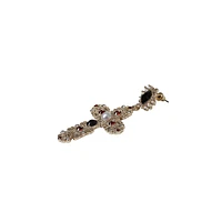 Goldtone & Crystal Cross Drop Earrings