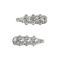 2-Piece Silvertone & Clear Glass Crystal Clips Set