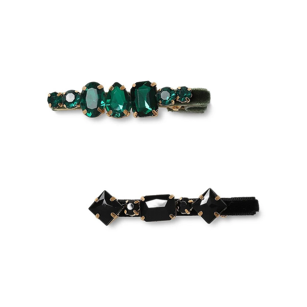 2-Piece Velvet Gem Clips