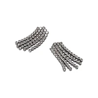 Gun-Metal Tone & Crystal Cascading Drop Earrings