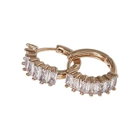 Goldtone & Cubic Zirconia Baguette Hoop Earrings
