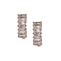 Goldtone & Cubic Zirconia Baguette Hoop Earrings