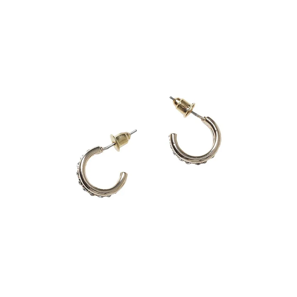 Goldtone & Glass Crystal Pavé Split Mini Hoop Earrings