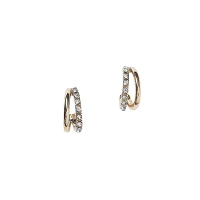 Goldtone & Glass Crystal Pavé Split Mini Hoop Earrings