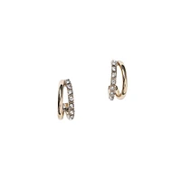 Goldtone & Glass Crystal Pavé Split Mini Hoop Earrings