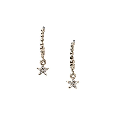 Goldtone & Crystal Crystal Star Drop Ball Semi Hoop Earrings