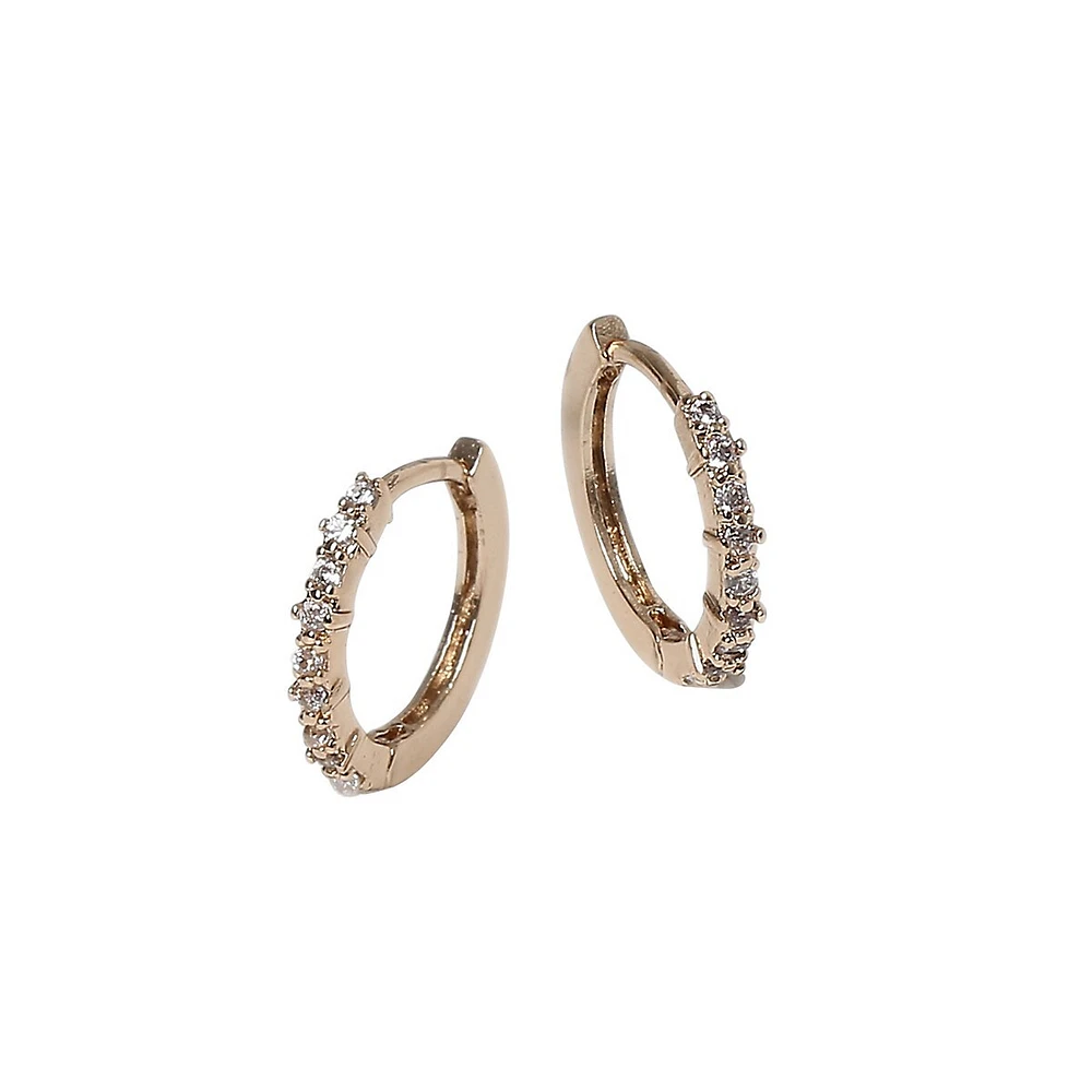 Goldtone & Cubic Zirconia Hoop Earrings