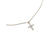 Goldtone & Cubic Zirconia Mini Cross Ditsy Necklace