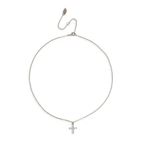 Goldtone & Cubic Zirconia Mini Cross Ditsy Necklace