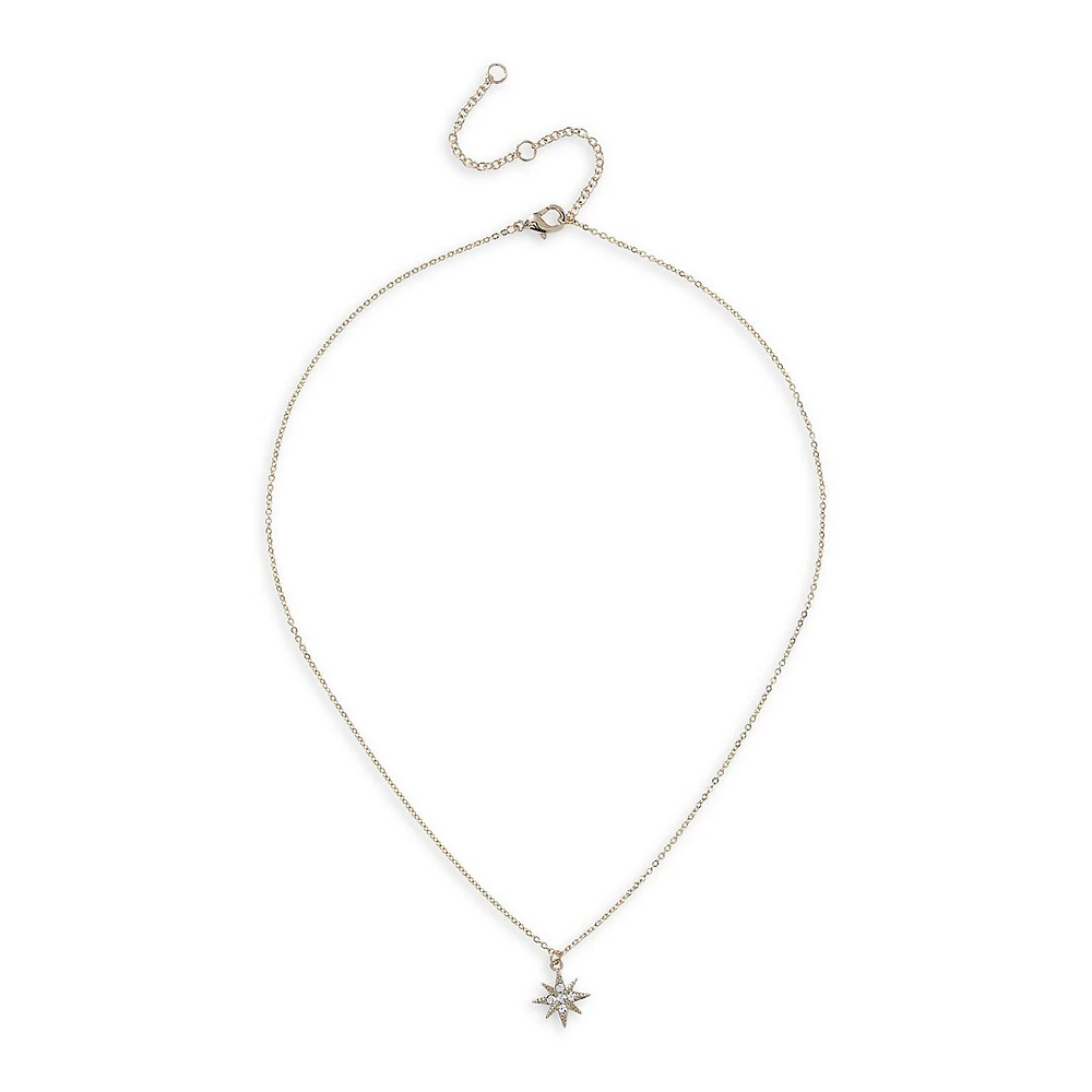 Goldtone & Crystal Star Charm Ditsy Necklace