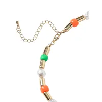 Knotted Goldtone Multi-Bead Chain Bracelet