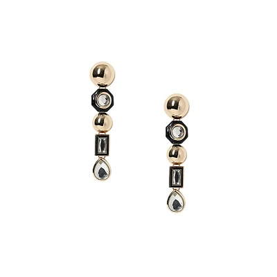 Goldtone Crystal Linear Drop Earrings
