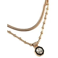 Goldtone Multi-Row Pendant Necklace