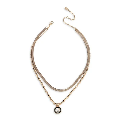 Goldtone Multi-Row Pendant Necklace