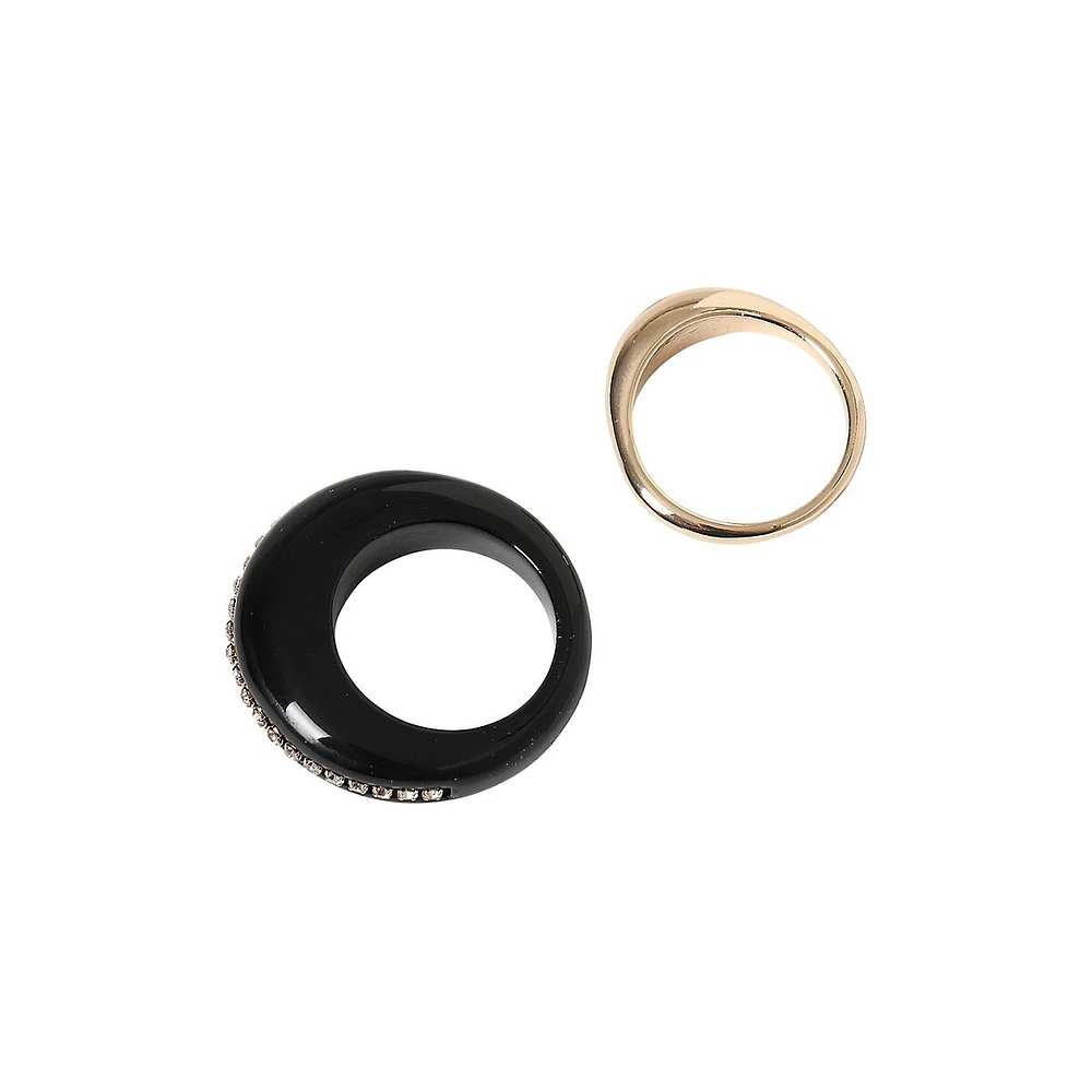 2-Piece Resin & Goldtone Rings Set