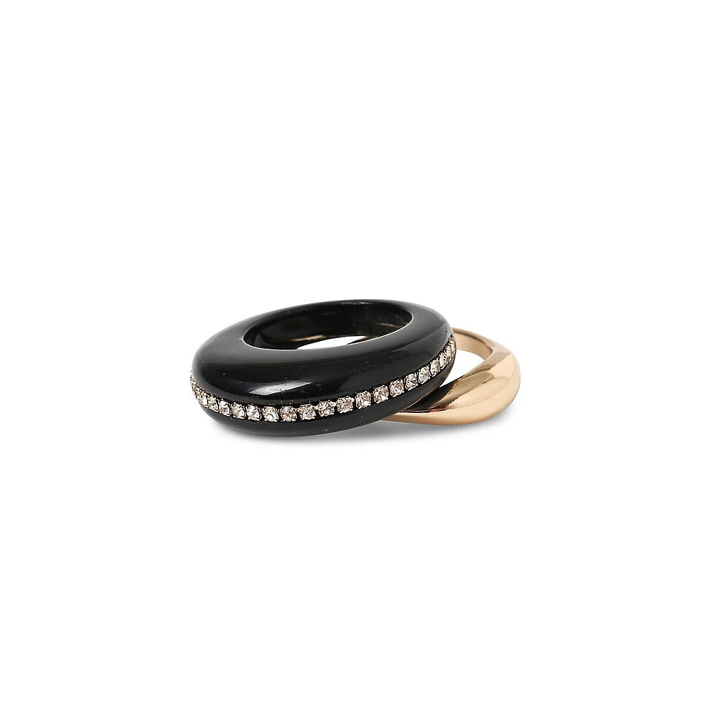 2-Piece Resin & Goldtone Rings Set