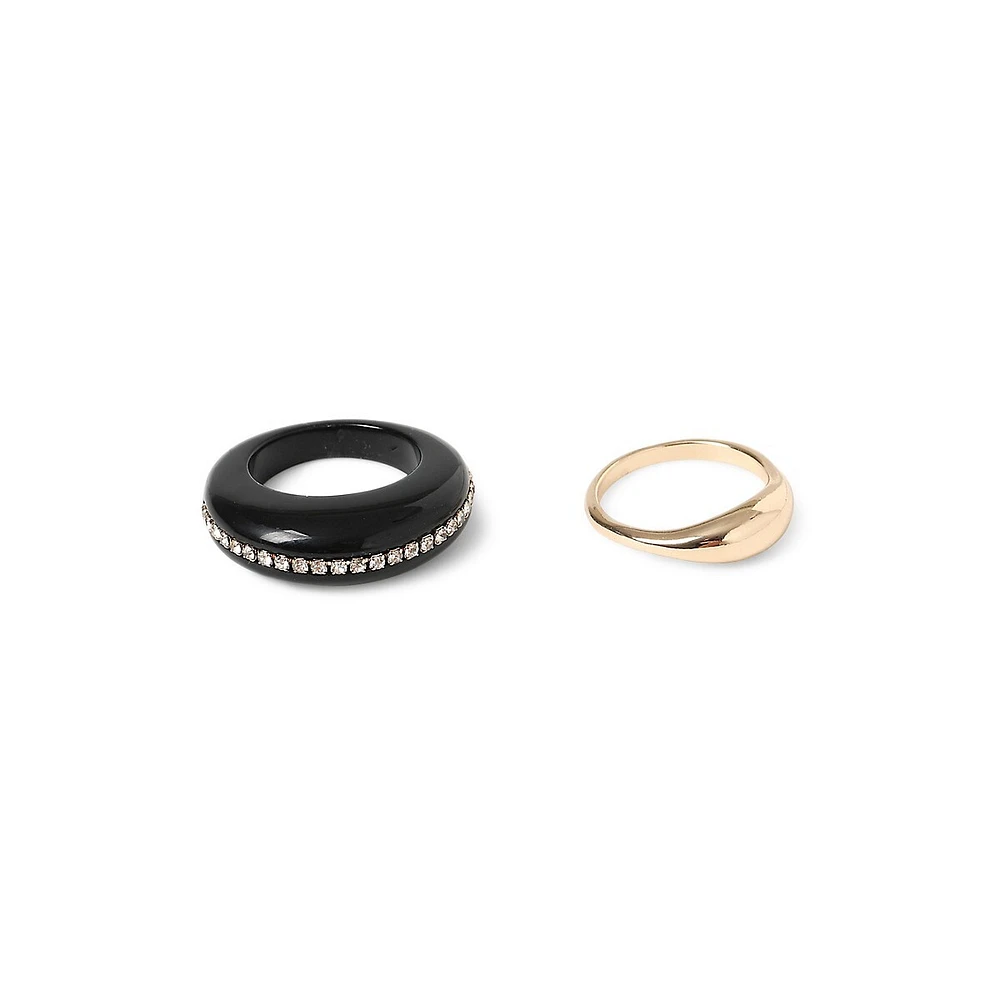 2-Piece Resin & Goldtone Rings Set