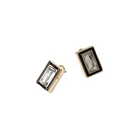 Goldtone, Epoxy & Faux Crystal Rectangular Stud Earrings