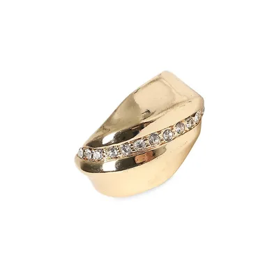 Goldtone and Glass Crystal Chunky Twist Ring