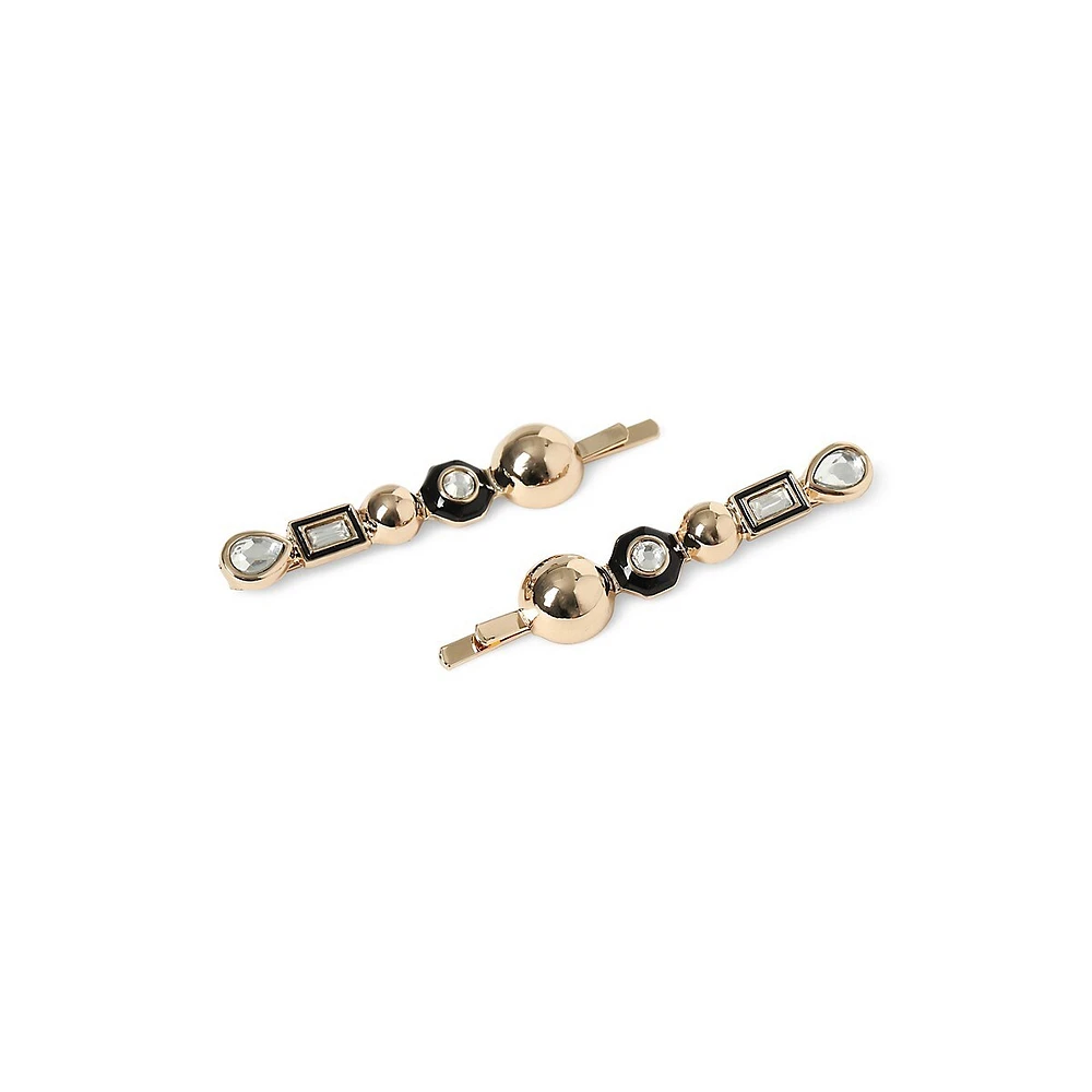 2-Pack Goldtone Crystal Hair Slide Clips