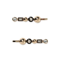 2-Pack Goldtone Crystal Hair Slide Clips