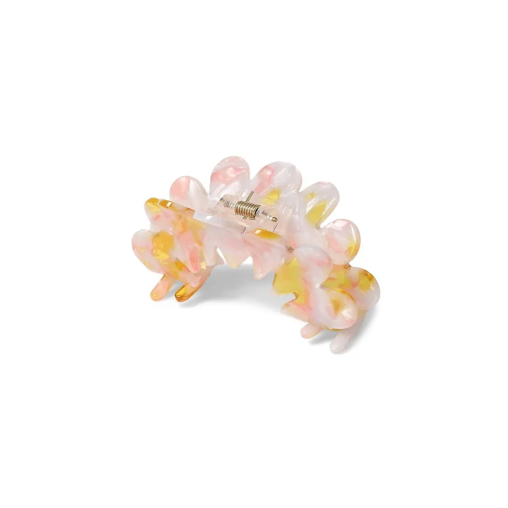 Pink Marble-Print Claw Hair Clip