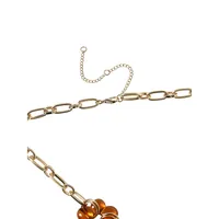 Goldtone and Acrylic Orange Floral Necklace
