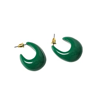 Green Resin Hoop Earrings