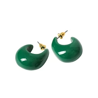 Green Resin Hoop Earrings