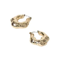 Goldtone Molten Hoop Earrings